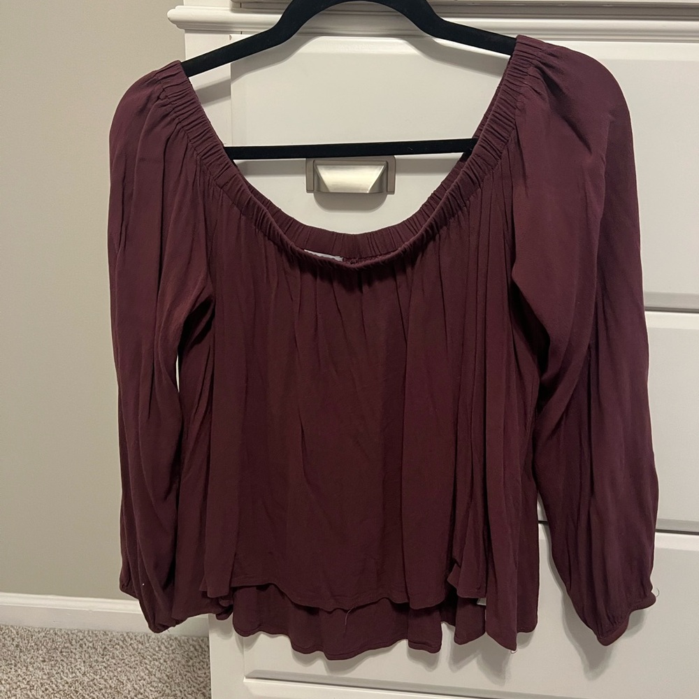 Women's Burgundy Off-Shoulder Top